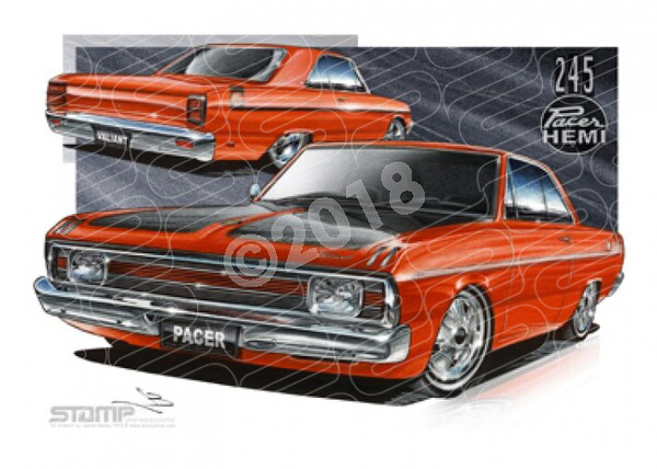 VALIANT VG PACER RED TWO DOOR A3 FRAMED PRINT STOMP CAR WALL ART