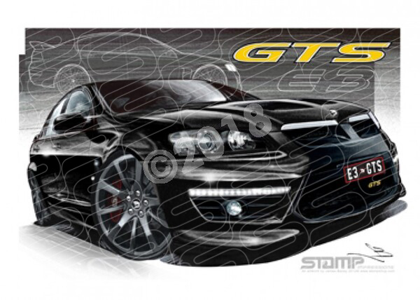 HSV Gts E3 E3 GTS SV PHANTOM YELLOW BADGE A3 FRAMED PRINT (V254GB)