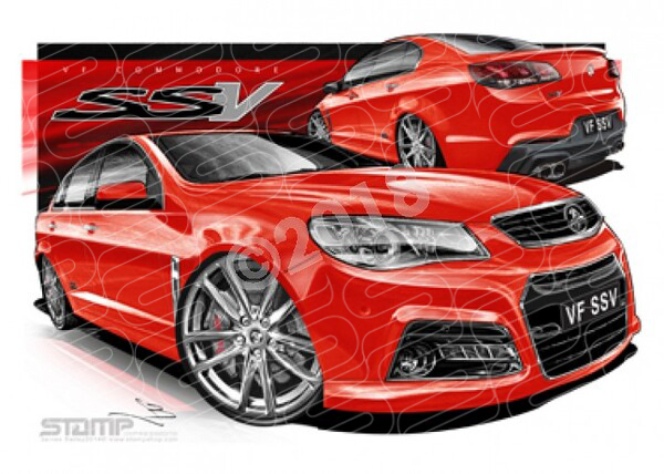 Holden Commodore VF VF SSV REDLINE VF SSV REDLINE RED HOT CHROME A3 FRAMED PRINT (HC700)