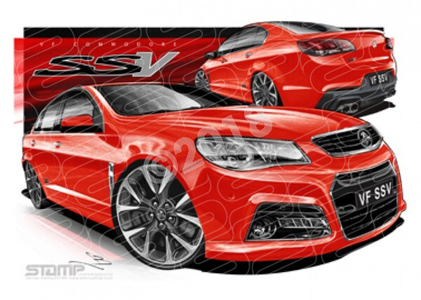 Holden Commodore VF VF SSV VF SSV RED HOT NO WING A3 FRAMED PRINT (HC700S)