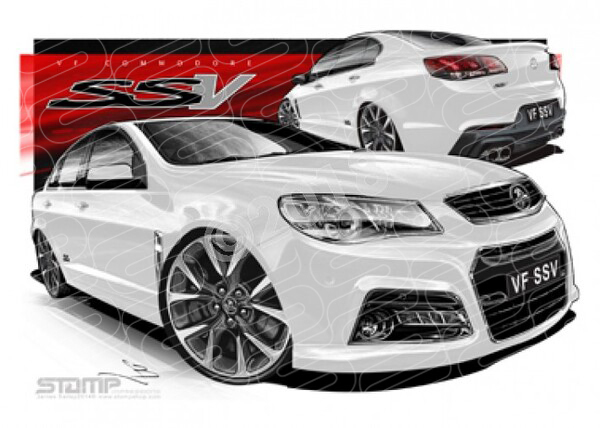 Holden Commodore VF VF SSV VF SSV HERON WHITE NO WING A3 FRAMED PRINT (HC701S)