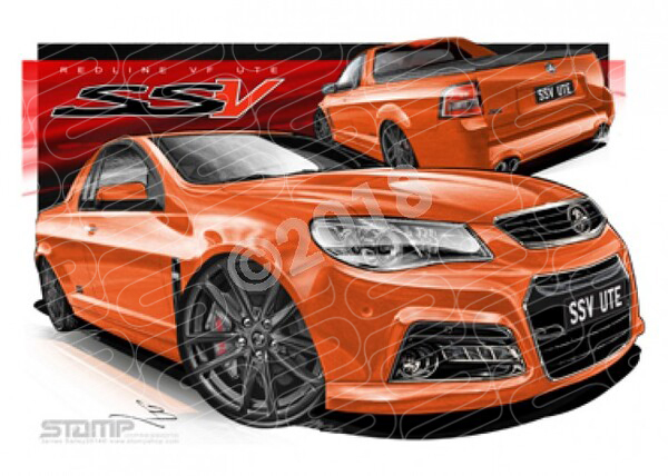 HOLDEN VF SSV REDLINE UTE FANTALE BLACK WHEELS A3 FRAMED PRINT (HC714)