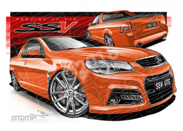 HOLDEN VF SSV REDLINE UTE FANTALE CHROME WHEELS A3 FRAMED PRINT (HC724)