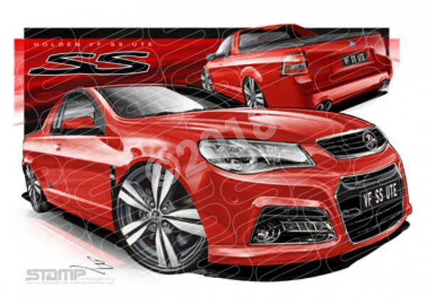 HOLDEN VF SS UTE RED HOT A3 FRAMED PRINT (HC740)