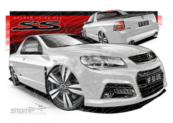 HOLDEN VF SS UTE HERON A3 FRAMED PRINT (HC741)