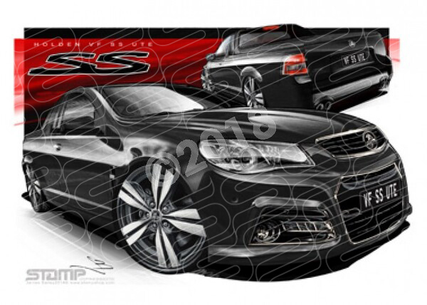 HOLDEN VF SS UTE PHANTOM BLACK A3 FRAMED PRINT (HC743)