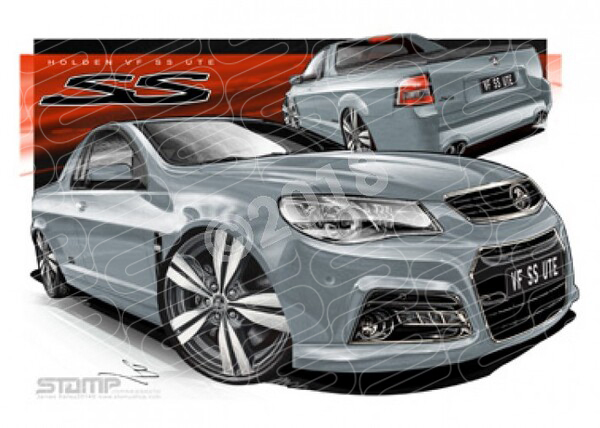 HOLDEN VF SS UTE PRUSSIAN STEEL A3 FRAMED PRINT (HC745)