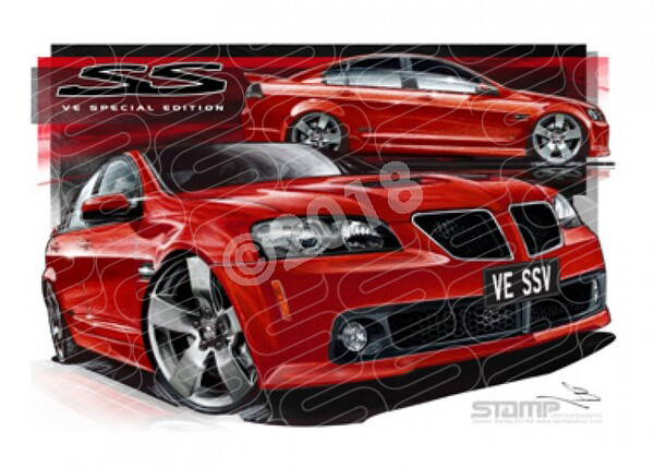 Holden Commodore VE SSV G8 SEDAN RED HOT A3 FRAMED PRINT (HC380)