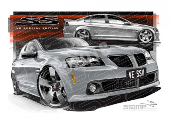 Holden Commodore VE SSV G8 SEDAN SILVER A3 FRAMED PRINT (HC384)