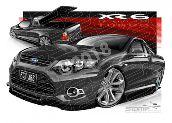 FORD MKII UTE FG XR6 TURBO UTE BLACK A3 FRAMED PRINT (FT382)