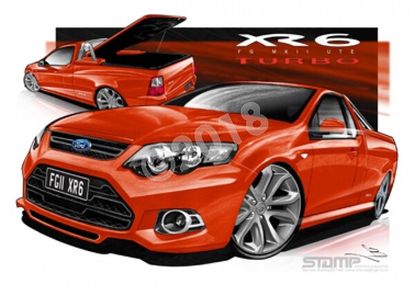 FORD MKII UTE FG XR6 TURBO UTE VIXEN RED A3 FRAMED PRINT (FT384)