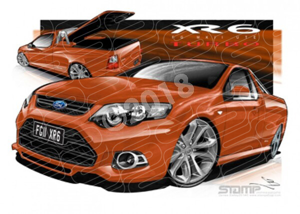 FORD MKII UTE FG XR6 TURBO UTE MARS RED A3 FRAMED PRINT (FT388)