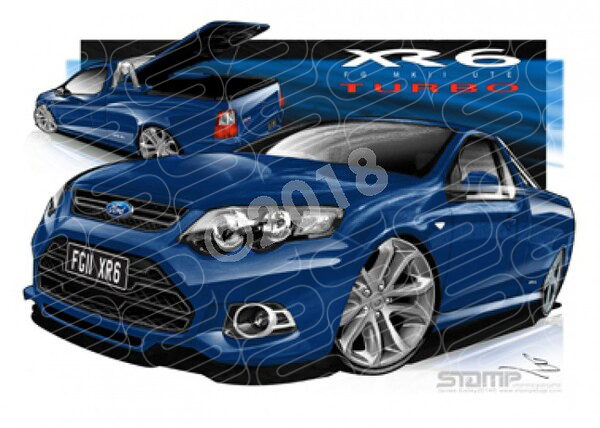 FORD MKII UTE FG XR6 TURBO UTE VANISH BLUE A3 FRAMED PRINT (FT389)