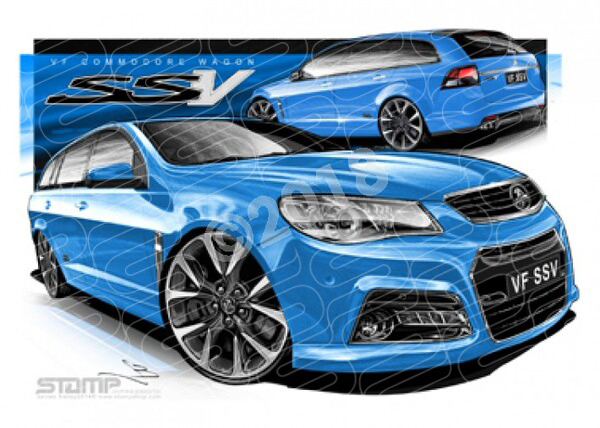 Holden Commodore VF VF SSV WAGON VF SSV WAGON PERFECT BLUE A3 FRAMED PRINT (HC756)