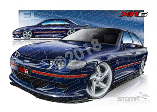 FORD EL XR6 FALCON COBALT A3 FRAMED PRINT (FT128B)