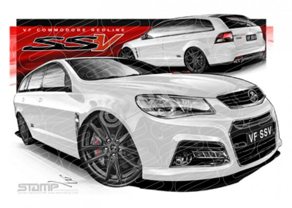 Holden Commodore VF VF SSV WAGON VF SSV WAGON HERON BLACK WHEELS A3 FRAMED PRINT (HC761)