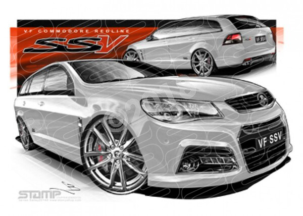 Holden Commodore VF VF SSV WAGON VF SSV WAGON NITRATE CHROME WHEELS A3 FRAMED PRINT (HC762S)
