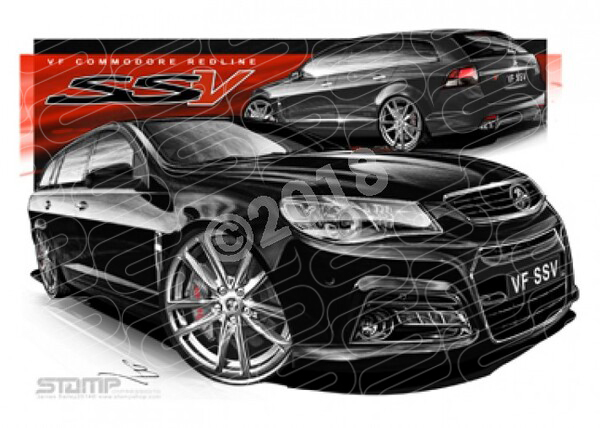 Holden Commodore VF VF SSV WAGON VF SSV WAGON PHANTOM CHROME WHEELS A3 FRAMED PRINT (HC763S)