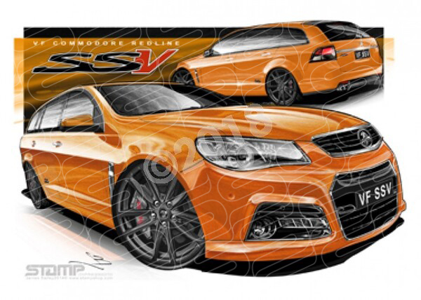 Holden Commodore VF VF SSV WAGON VF SSV WAGON FANTALE BLACK WHEELS A3 FRAMED PRINT (HC764)