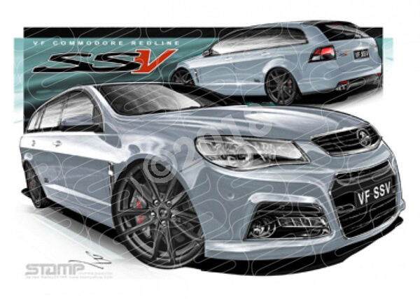 Holden Commodore VF VF SSV WAGON VF SSV WAGON PRUSSIAN BLACK WHEELS A3 FRAMED PRINT (HC765)