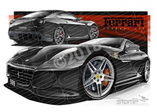 Euro Super Car FERRARI 599 BLACK A3 FRAMED PRINT (UR019)