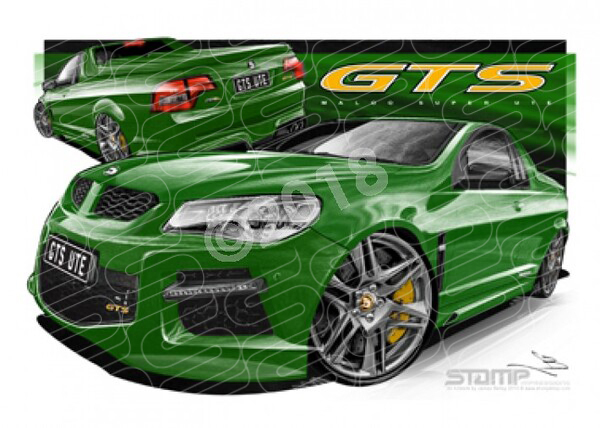 HSV MALOO F SERIES GTS JUNGLE GREEN A3 FRAMED PRINT (V502)