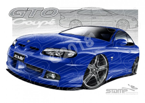 HSV Coupe GTO COUPE IMPULSE BLUE A3 FRAMED PRINT (V108B)