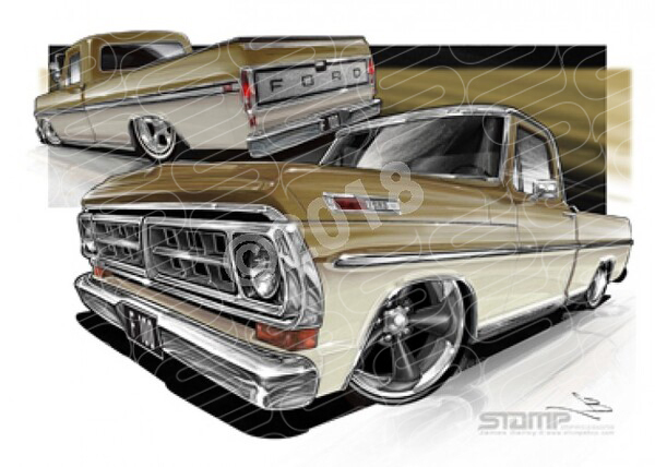 FORD 1970 F100 BROWN OVER CREAM A3 FRAMED PRINT (FT506)
