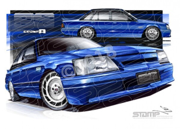 HOLDEN HDT VK SS COMMODORE PETER BROCK BLUE MEANIE SILVER WHEELS A3 FRAMED PRINT (HC03A)