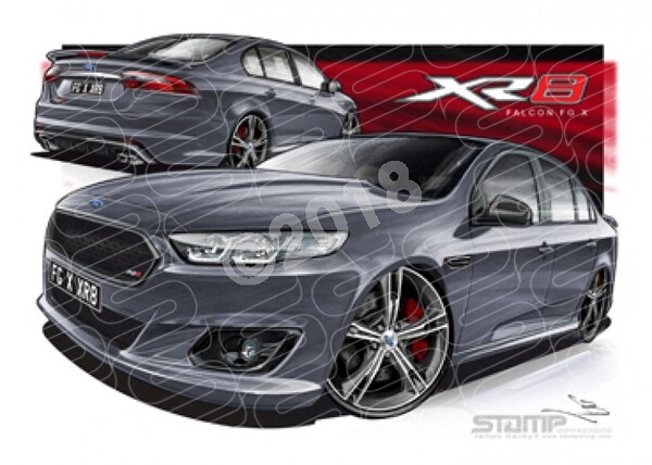 Ford XR8 FG X XR8 FALCON FGX XR8 SMOKE GREY A3 FRAMED PRINT (FT376)