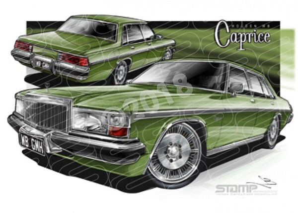 Holden Statesman WB WB STATESMAN CAPRICE GREEN A3 FRAMED PRINT (HC796)