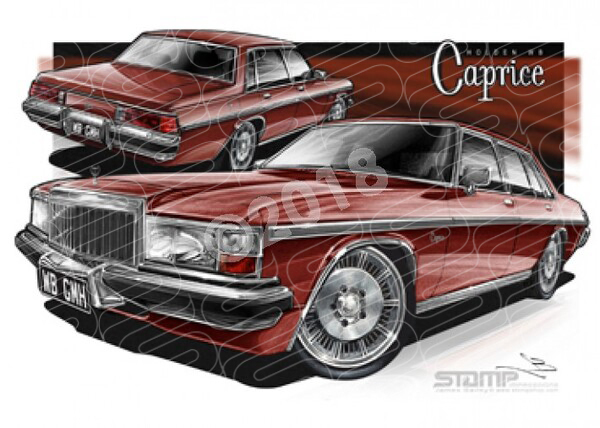 Holden Statesman WB WB STATESMAN CAPRICE CORTEZ RED A3 FRAMED PRINT (HC798)