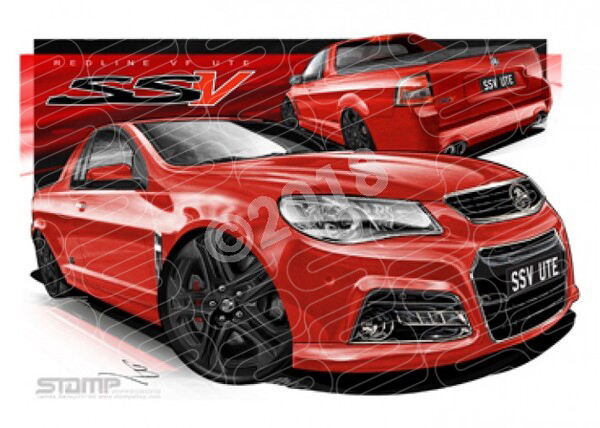 HOLDEN VF II SSV REDLINE UTE RED HOT A3 FRAMED PRINT (HC820)