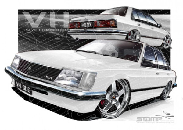 Holden Commodore VH VH SLE FR SIMMONS WHITE A3 FRAMED PRINT (HC521)