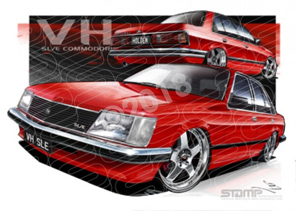 Holden Commodore VH VH SLE FR SIMMONS RED A3 FRAMED PRINT (HC520)