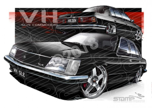 Holden Commodore VH VH SLE FR SIMMONS BLACK A3 FRAMED PRINT (HC523)