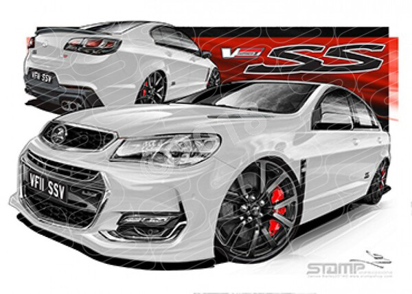 Holden Commodore VF II VFII SSV VF II SSV HERON WHITE A3 FRAMED PRINT (HC902)