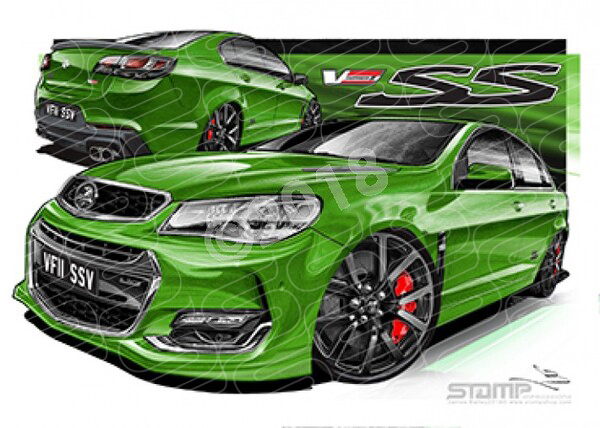 Holden Commodore VF II VFII SSV VF II SSV JUNGLE GREEN A3 FRAMED PRINT (HC906)
