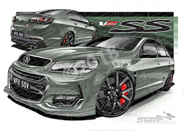 Holden Commodore VF II VFII SSV VF II SSV PRUSSIAN STEEL A3 FRAMED PRINT (HC907)