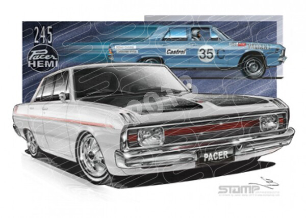 Classic VALIANT VG PACER WHITE FOUR DOOR A3 FRAMED PRINT (C010)