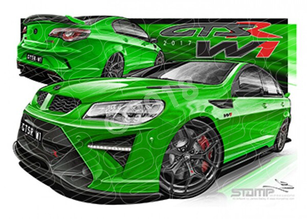 HSV GTSR W1 SPITFIRE GREEN A3 FRAMED PRINT CAR ART