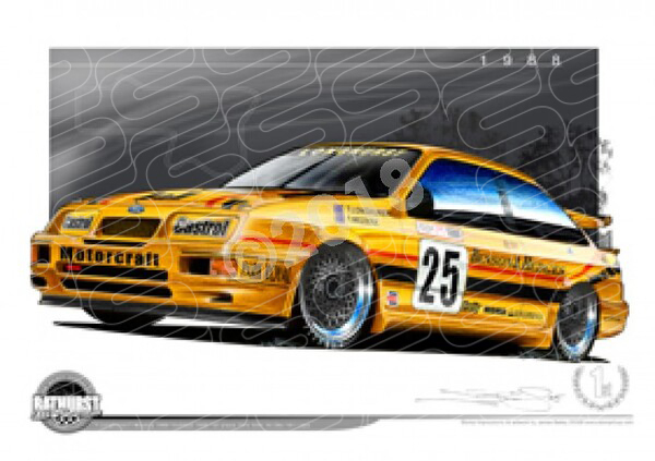 Bathurst Legends 1988 FORD SIERRA RS500 TONY LONGHURST / TOMAS MEZERA A3 FRAMED PRINT (B026)