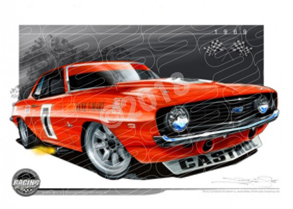 Racing Legends 1971 BOB JANE CHEVROLET CAMARO ZL-1 A3 FRAMED PRINT (RL05)