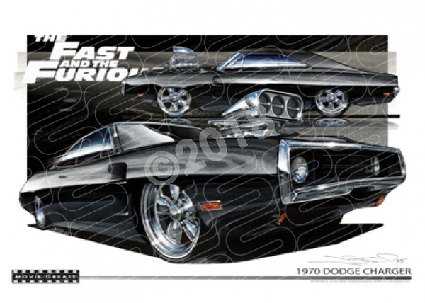 DODGE CHARGER R/T FAST AND FURIOUS A3 FRAMED PRINT (M006)