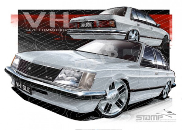 Holden Commodore VH 1981 VH SLE SILVER COMMODORE A3 FRAMED PRINT (HC126)