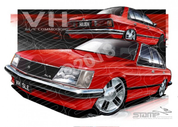 Holden Commodore VH 1981 VH SLE COMMODORE RED A3 FRAMED PRINT (HC127)