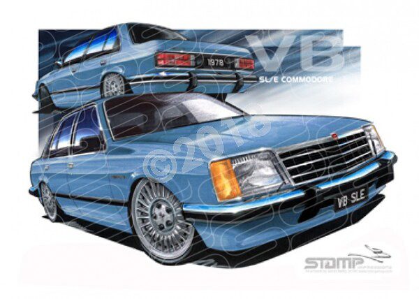 Holden Commodore VB 1978 HOLDEN VB SLE COMMODORE BLUE A3 FRAMED PRINT (HC119)