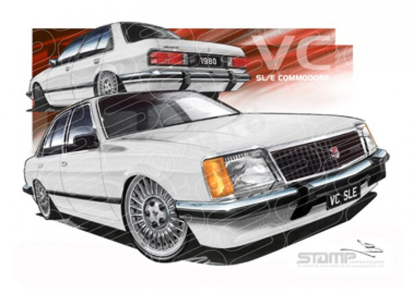 Holden Commodore VC 1980 VC SLE COMMODORE WHITE A3 FRAMED PRINT (HC120)