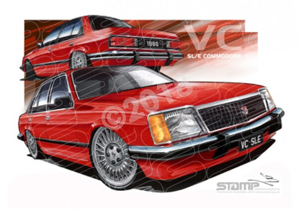 Holden Commodore VC 1980 VC SLE COMMODORE RED A3 FRAMED PRINT (HC121)