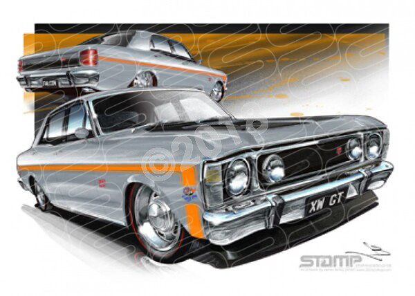 FORD XW GT FALCON SILVERFOX A3 FRAMED PRINT (FT069)